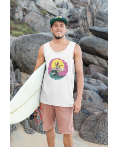 Surfing Skeleton Paradise @ Canotta Regular Uomo - Bianca